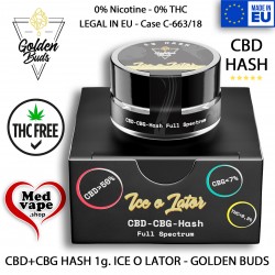 ICE O LATOR HASH 1g. CBD & CBG - GOLDEN BUDS MEDVAPE THC WEED